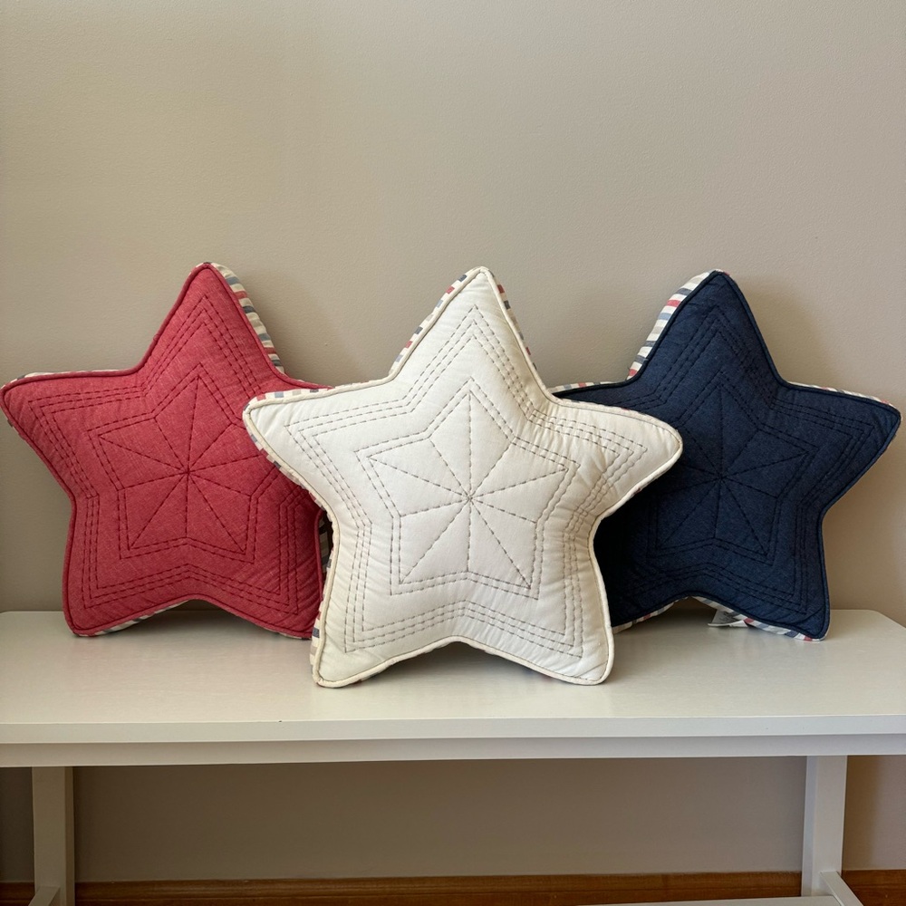 Cupcakes & Cashmere USA Red/White/Blue Star Shaped Throw Pillows